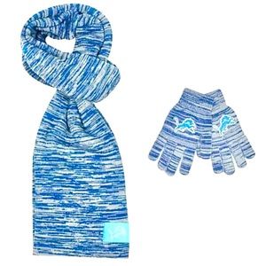 Detroit Lions Infinity Scarf & Glove Set Knit Color Blend Texting Finger Tips